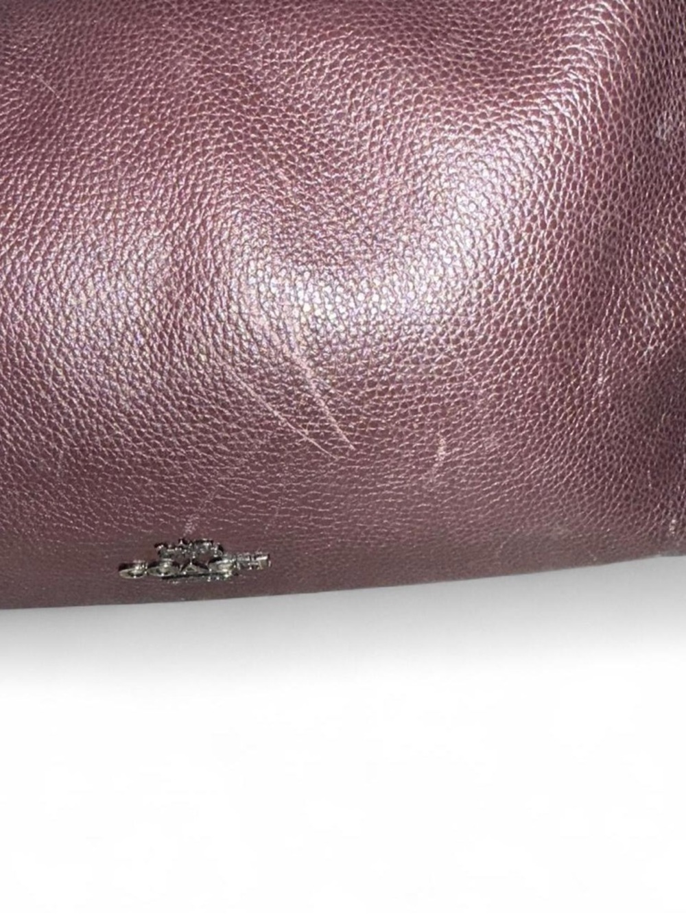 Coach Pebbled Leather Shoulder Bag in Plum with Chain Straps - Picture 2 of 8